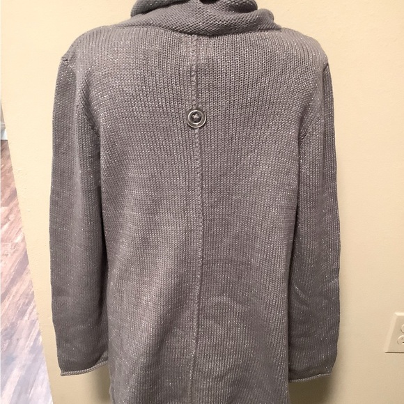 Pure Handknit s/m p/m women’s gray cowl neck 100% cotton pullover sweater - Picture 2 of 12